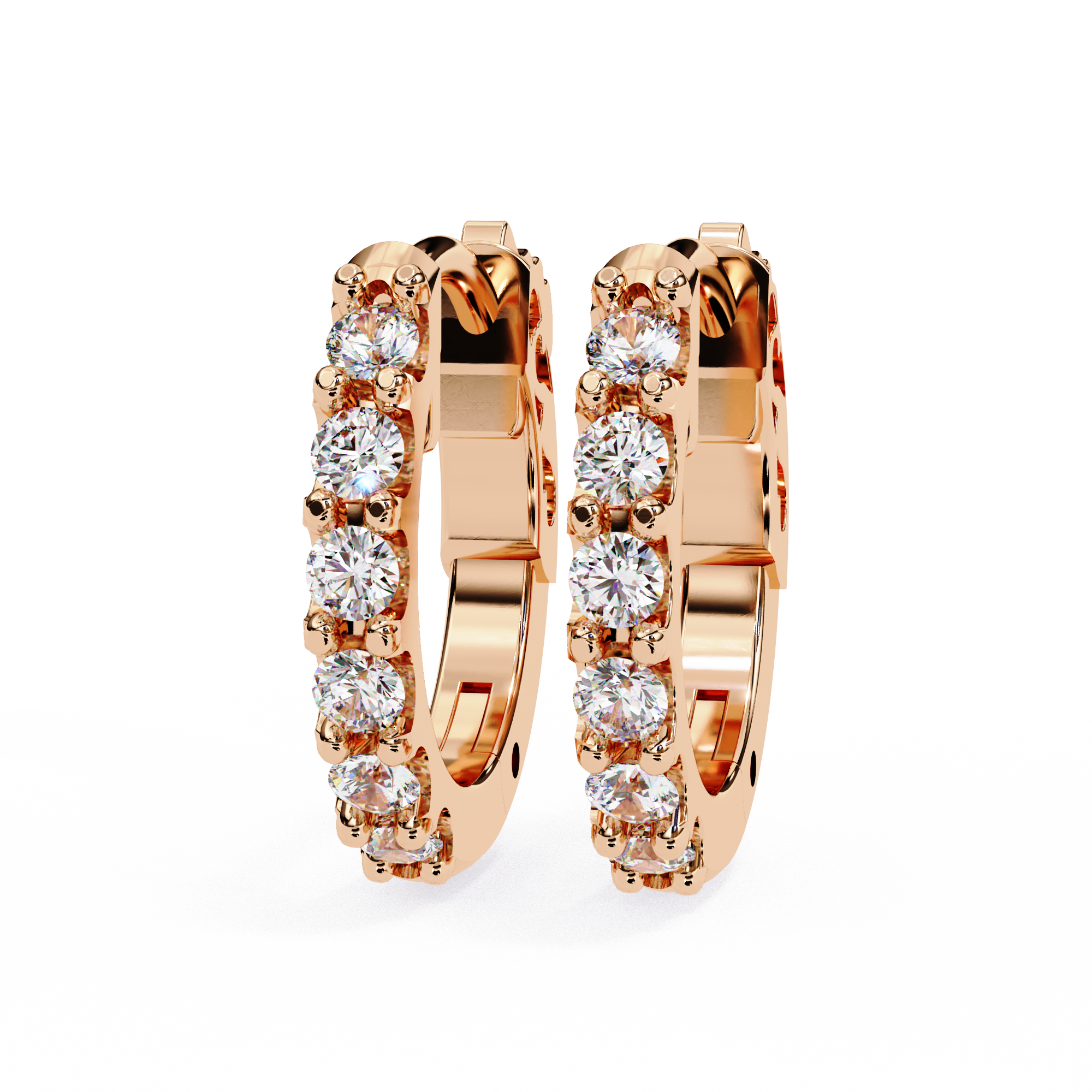 Chloe Diamond Earrings featuring round-cut diamonds set in gold hoop design for a timeless and radiant look.