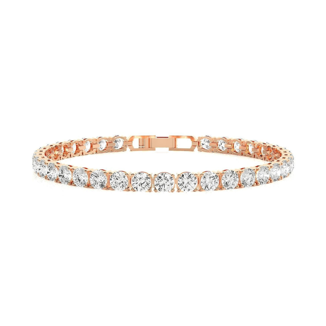 Layla Diamond Bracelet with round-cut diamonds in a gold band.