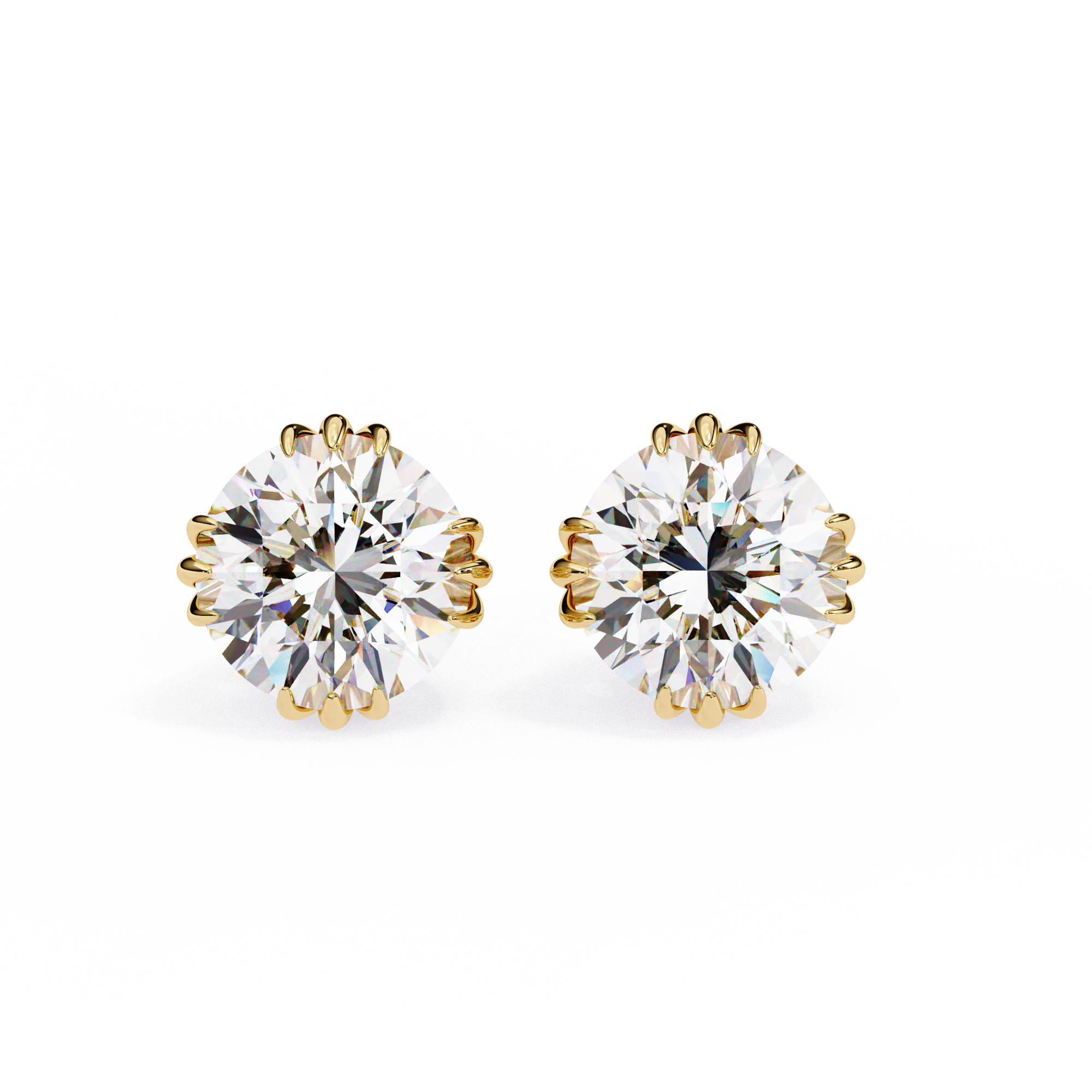 Noah Diamond Earring with a brilliant round diamond set in a classic gold claw setting.