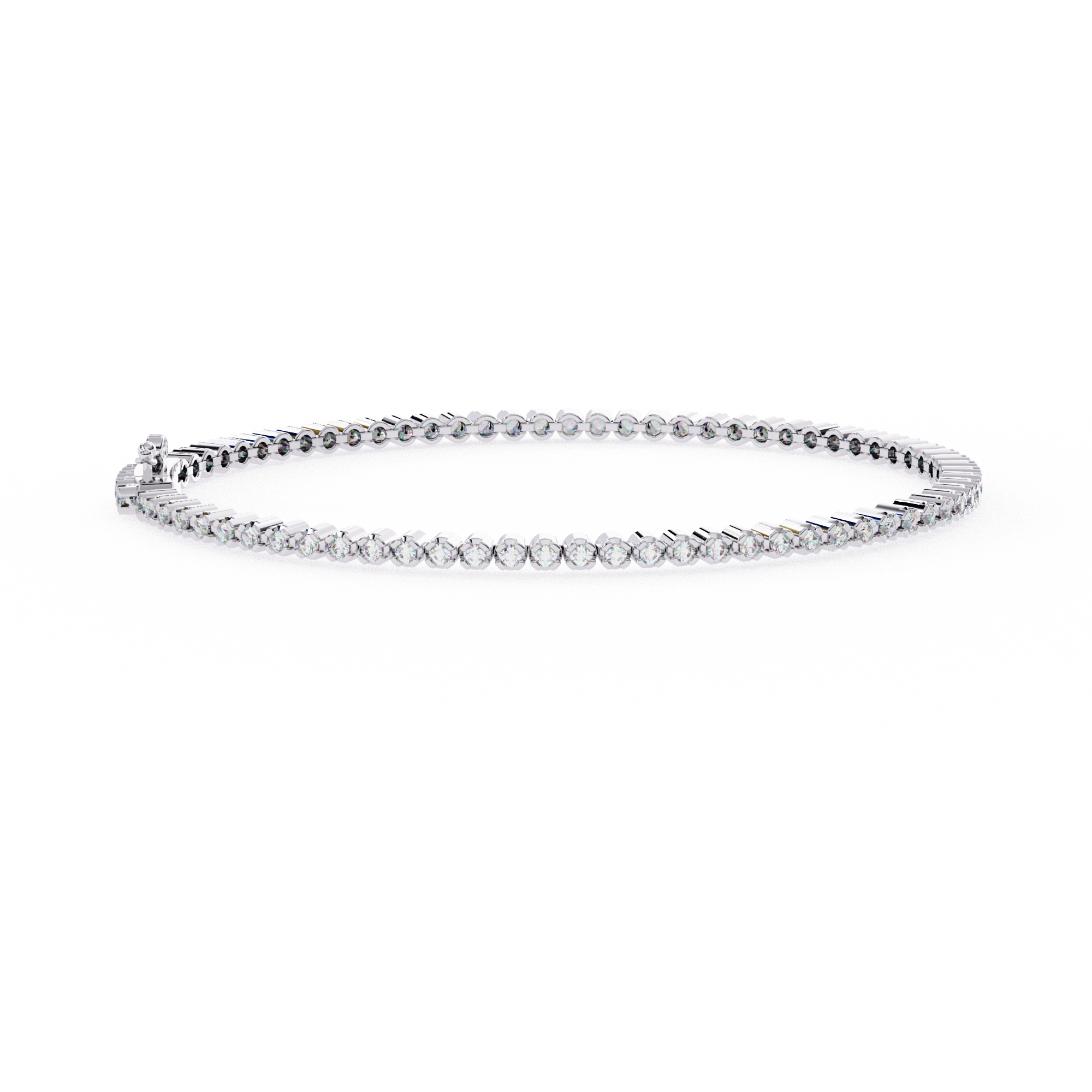 Tennis Bracelet in gold with round-cut diamonds, elegantly set in a continuous row, offering timeless luxury and brilliance.