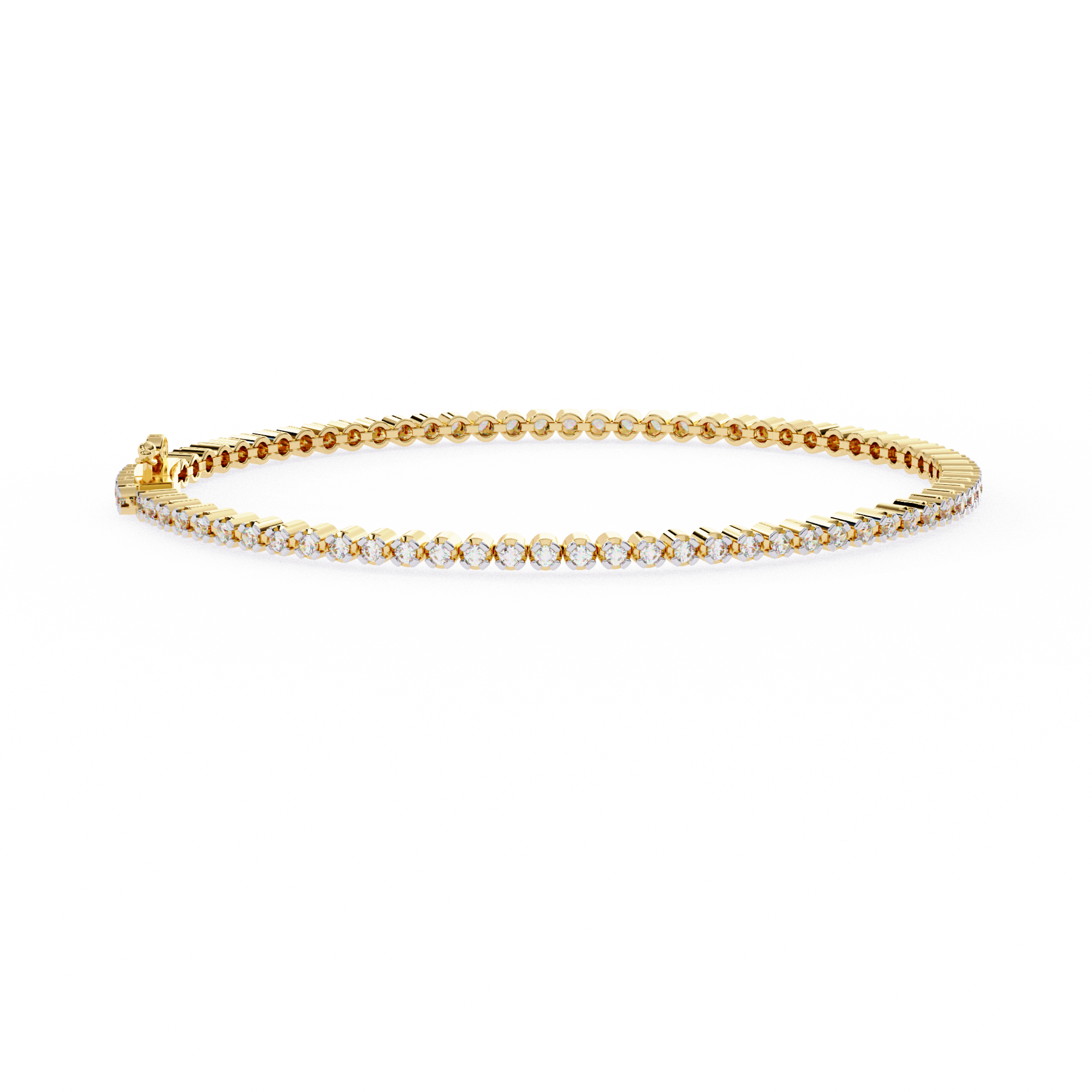 Elegant gold Eva Diamond Bracelet featuring round-cut diamonds in a floral-inspired setting, perfect for everyday wear and special occasions.