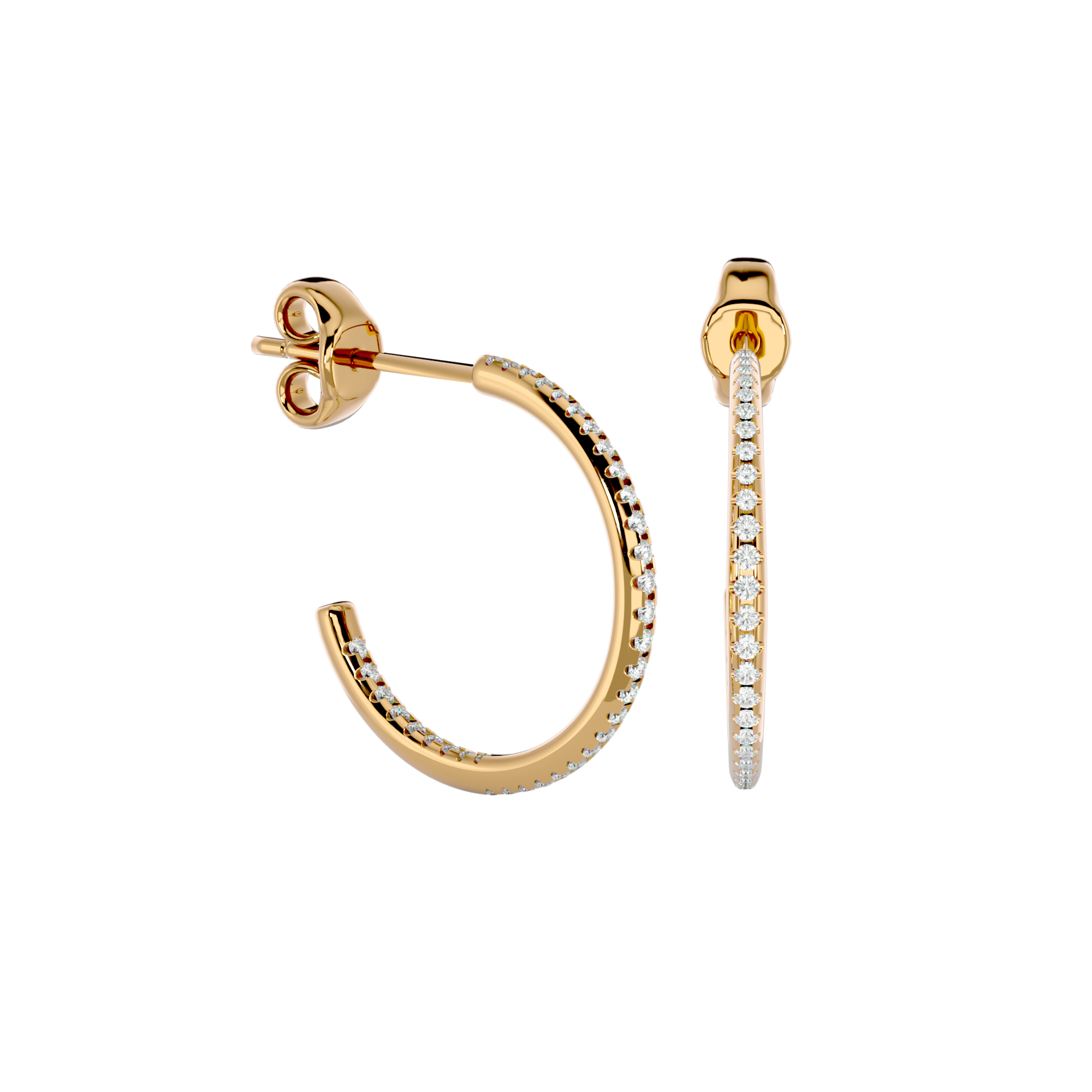 Maria Diamond Earring featuring a gold hoop design with a row of sparkling diamonds for refined elegance.
