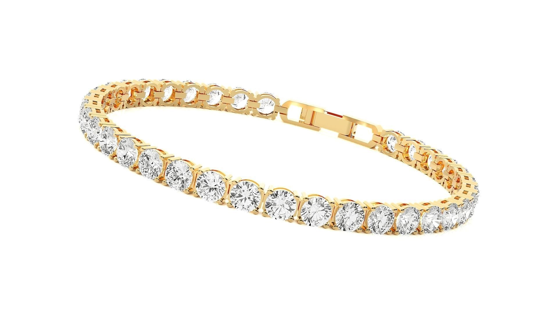 Layla Diamond Bracelet with round-cut diamonds in a gold band.