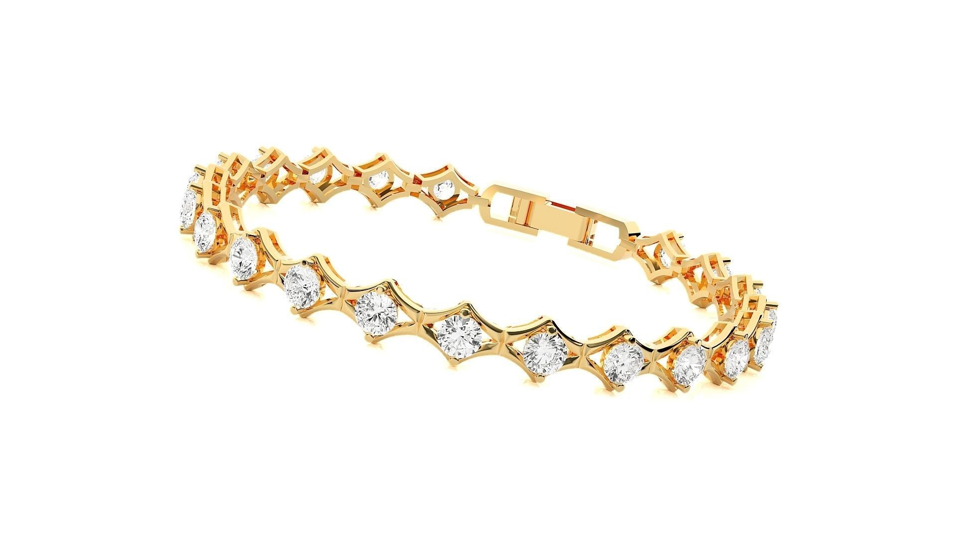 Diamond bracelet with geometric design