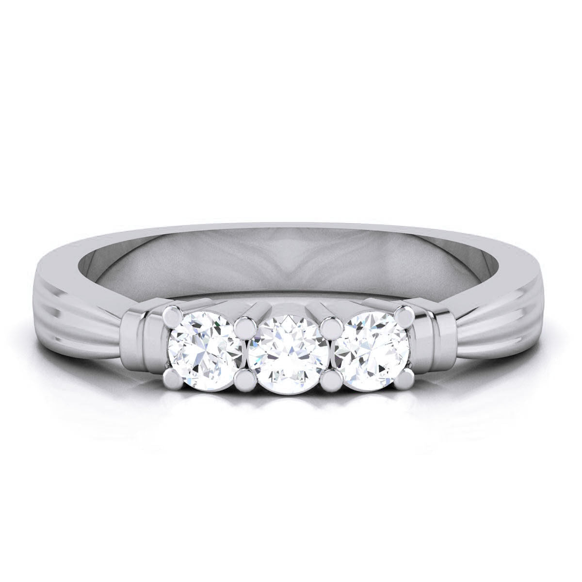 Violetta Diamond Ladies Ring in white gold with three round-cut diamonds for a timeless and elegant look.