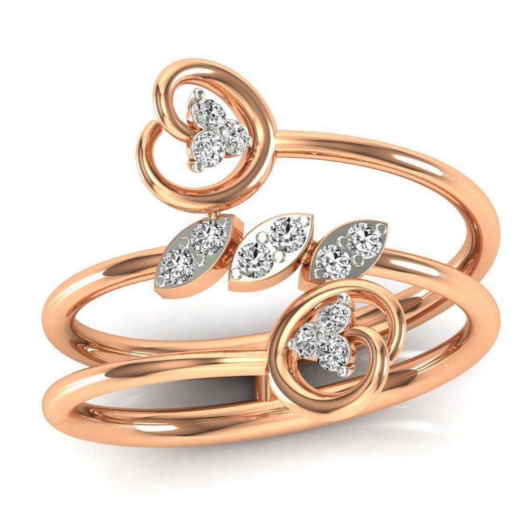 Elegant Seraphina diamond ladies ring with floral-inspired diamond patterns on gold bands, designed for timeless beauty and luxury.