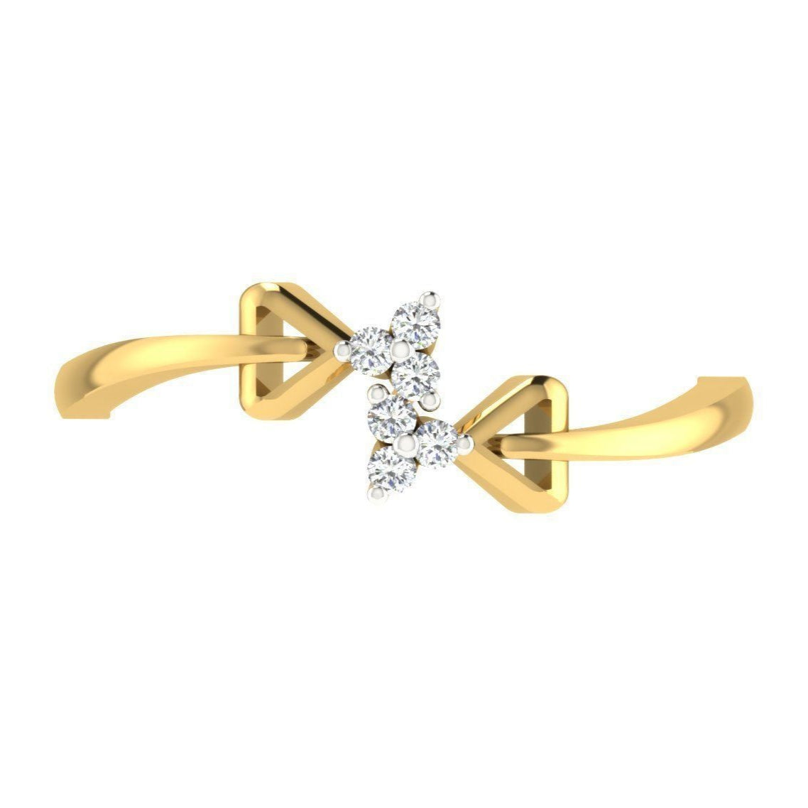 Nova Diamond Ring with a delicate diamond cluster, open gold band design, and geometric accents for a modern yet timeless look.