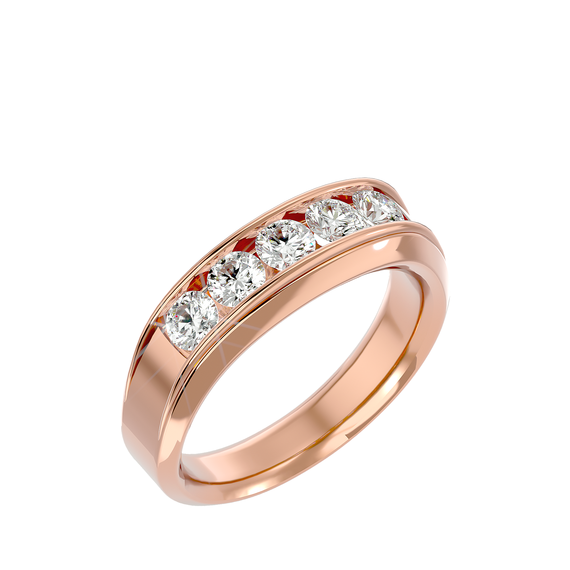 Gold Aura Diamond Men’s Ring with five round-cut diamonds in a channel setting.