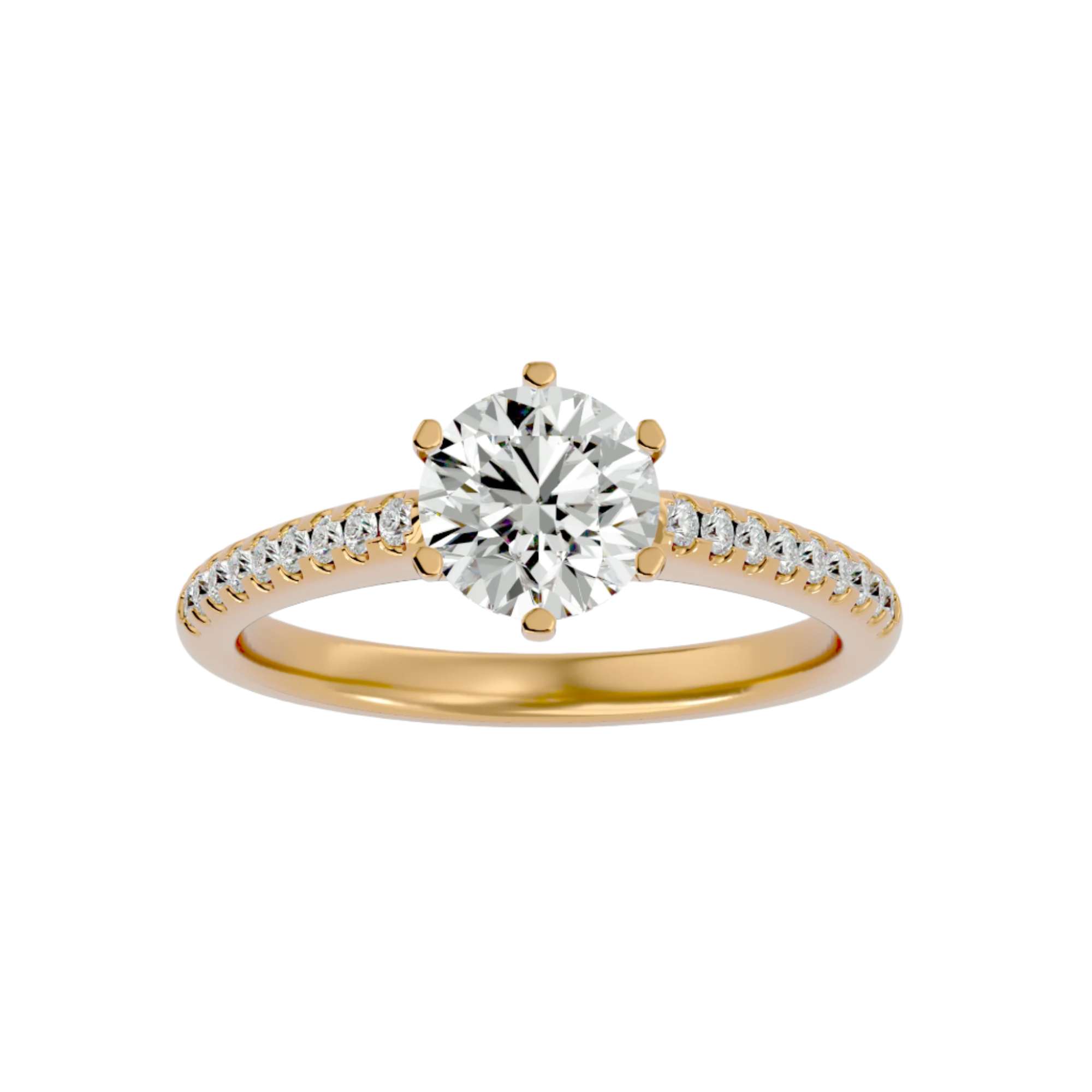 Diamond solitaire ring with gold band.