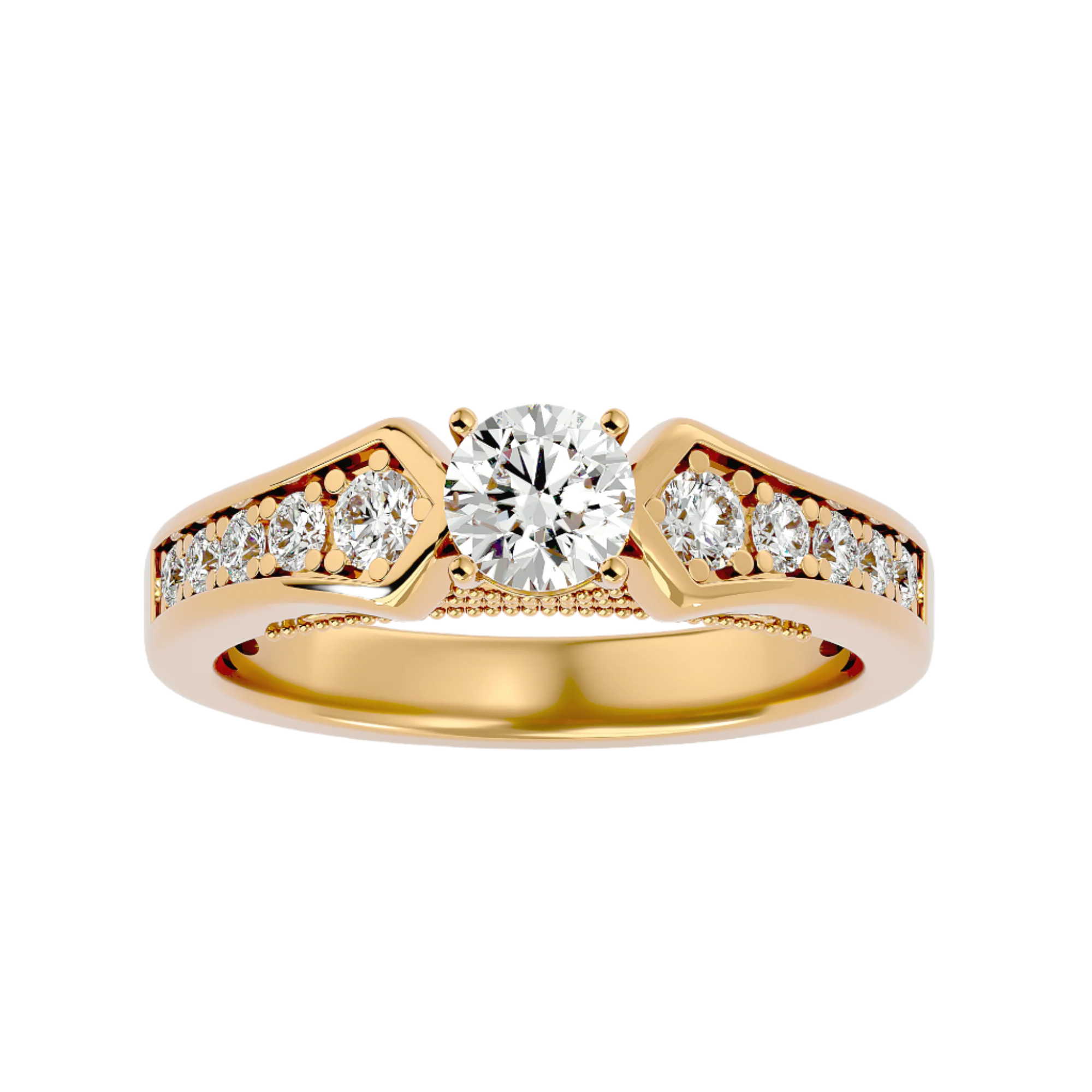 Alannah Diamond Solitaire Ring with a round-cut diamond and a delicate gold band.