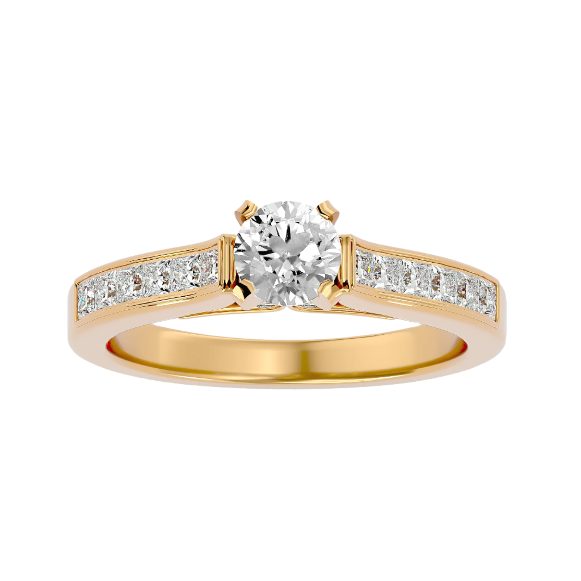 Morganna Solitaire Ring with a round-cut diamond in a sleek gold band.