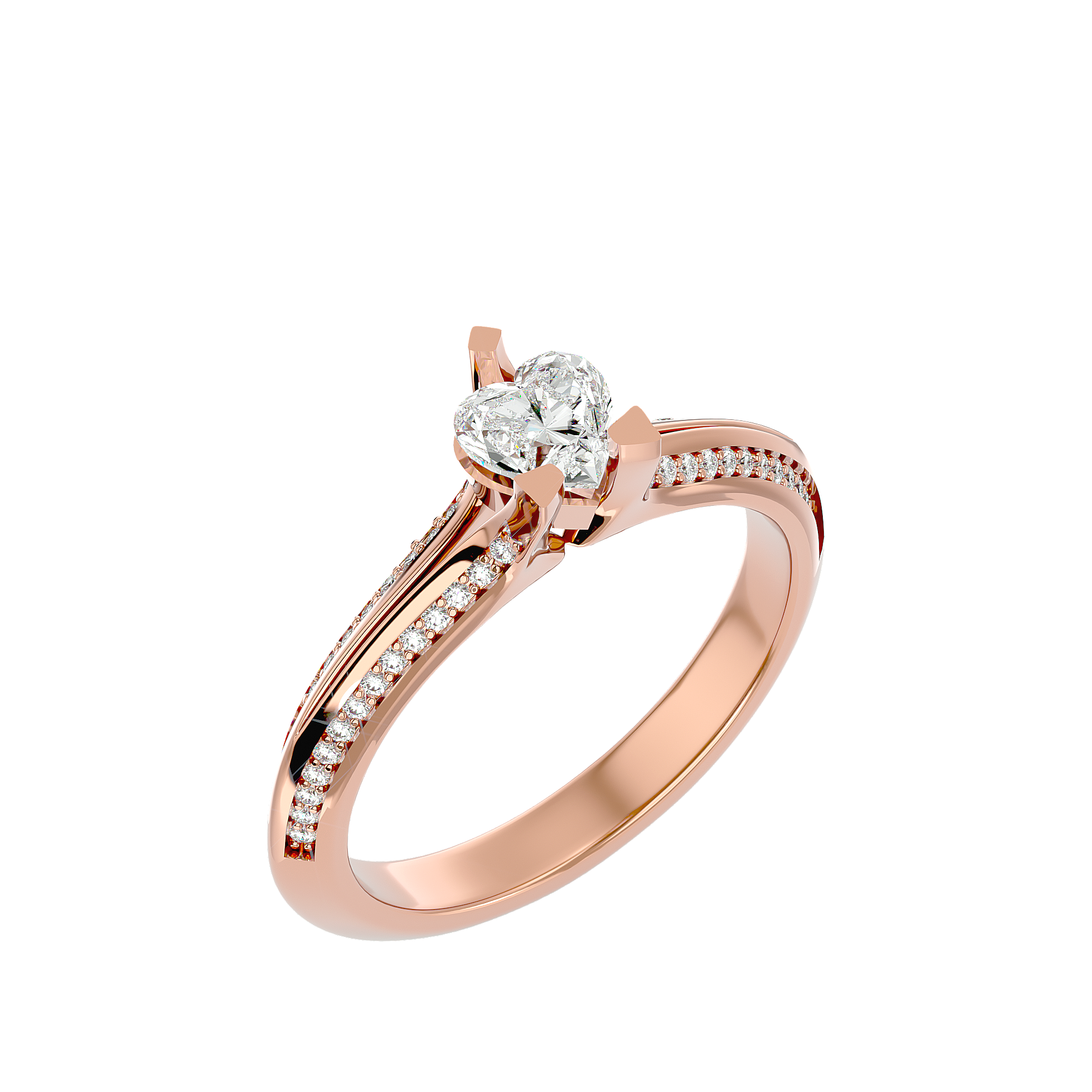 Heart of Elegance Diamond Solitaire Ring with a heart-shaped diamond and a diamond-accented band.