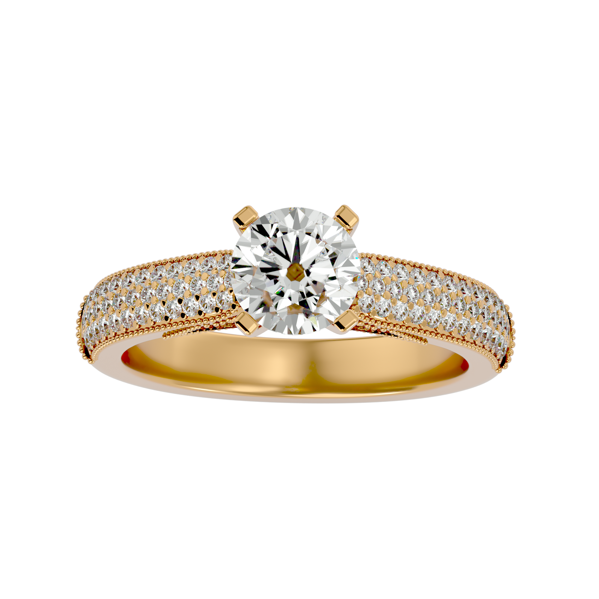 Alexandra Diamond Solitaire Ring with a brilliant-cut diamond and a pave-set diamond band.
