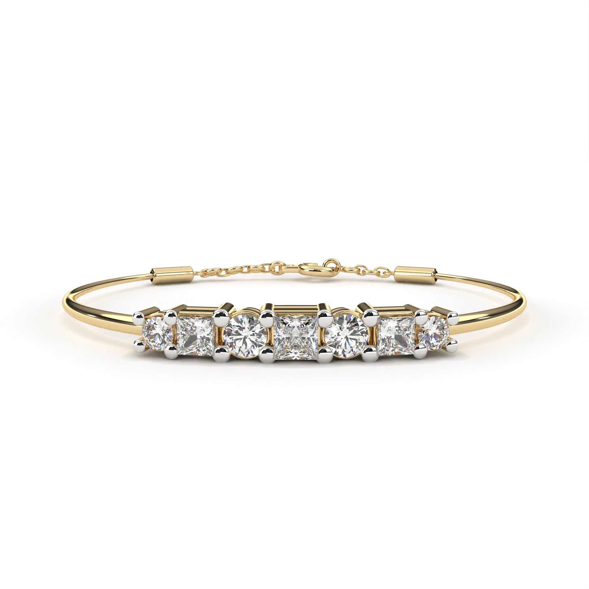 Alex Diamond Bracelet featuring a delicate row of diamonds set in a thin gold band.