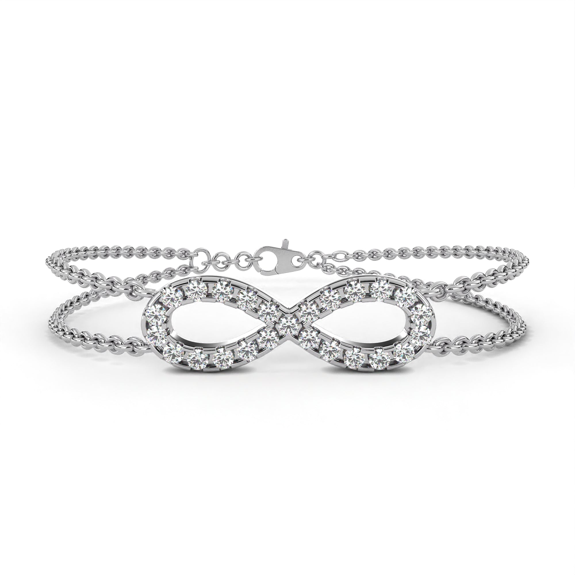 Zoella Diamond Bracelet with an elegant infinity design in gold, adorned with sparkling diamonds for timeless beauty.