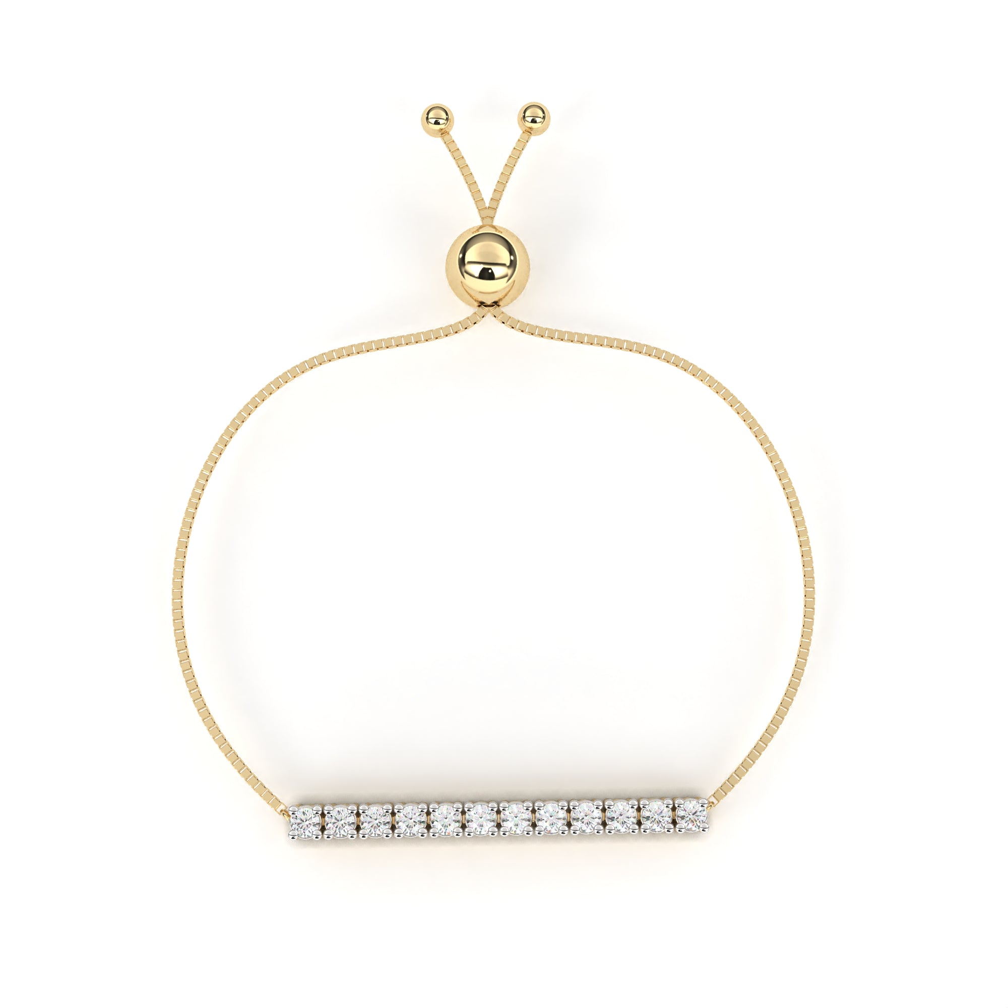 Inara Diamond Bracelet featuring a sleek gold chain with round diamonds in a minimalist bar design, perfect for everyday elegance.