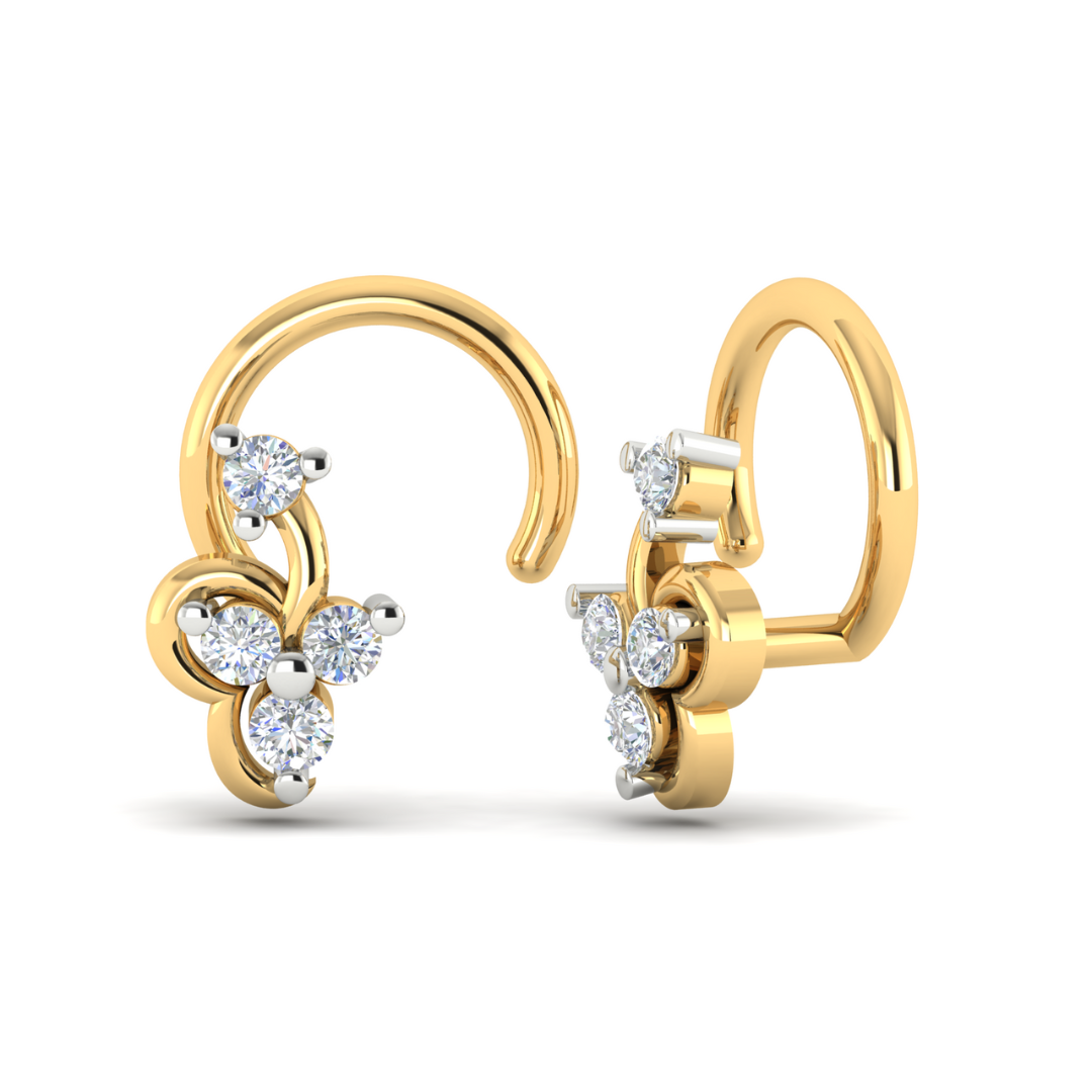 Maya Diamond Nosepin with a free-flowing design featuring a cluster of diamonds.