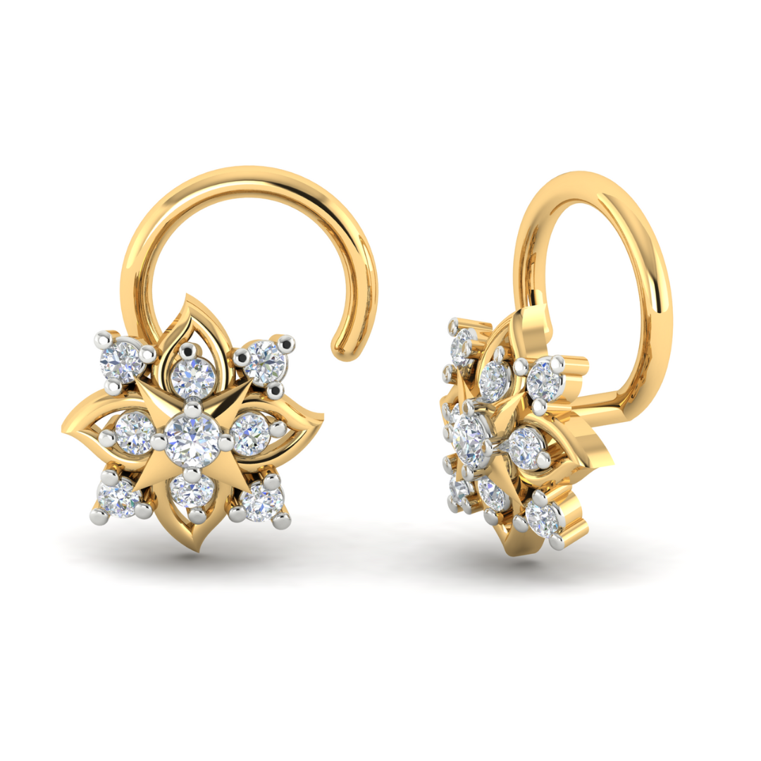 Kinsley Diamond Nosepin with a floral design featuring a cluster of lab-grown diamonds.