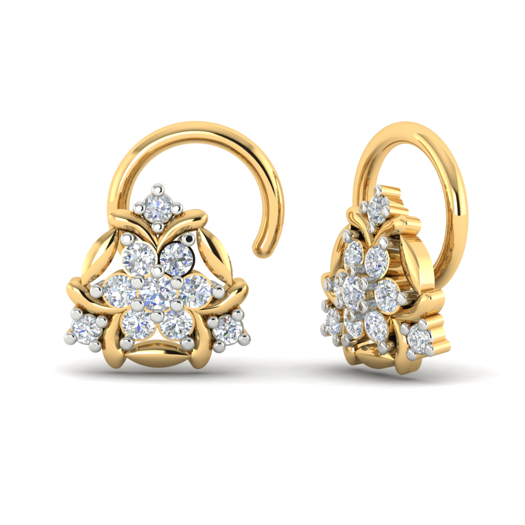 Everly Diamond Nosepin with a tringle design featuring a cluster of diamonds.