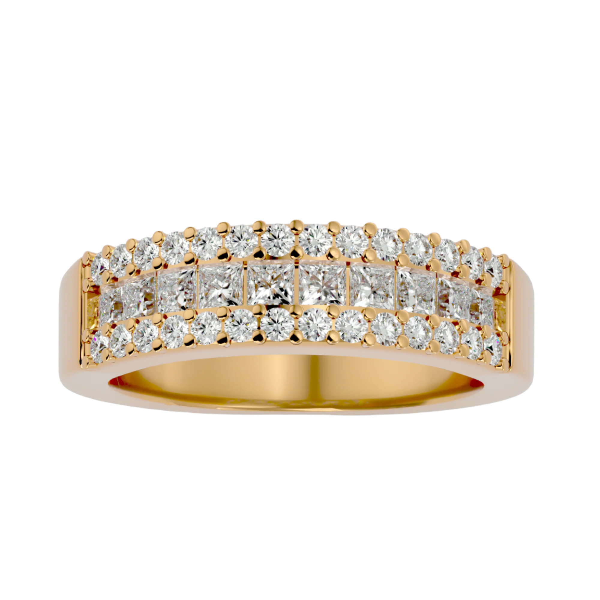 Bijou Diamond Wedding Band with a double row of diamonds set in a gold band.