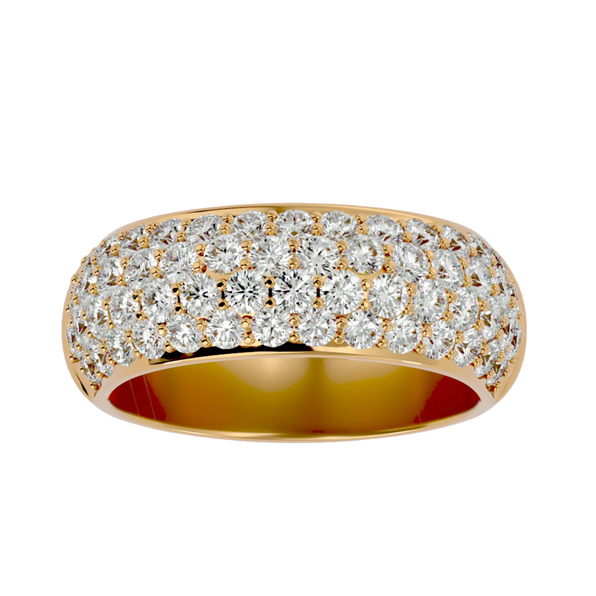 Bernice Diamond Wedding Band with multiple rows of diamonds set in a gold band