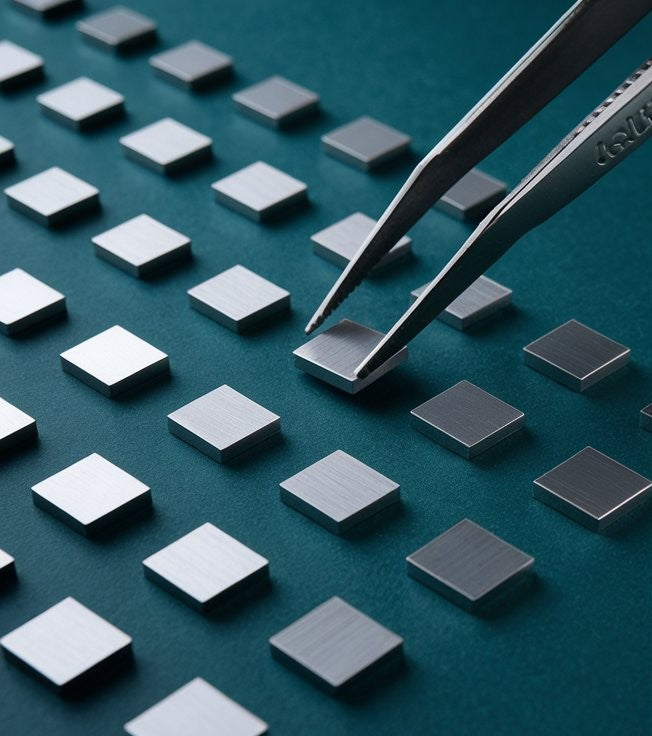 Precision tweezers handling a lab-grown diamond seed for synthetic diamond production.